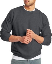 Hanes Mens EcoSmart Fleece Heather Charcoal Grey Pull on Sweatshirt Size XL