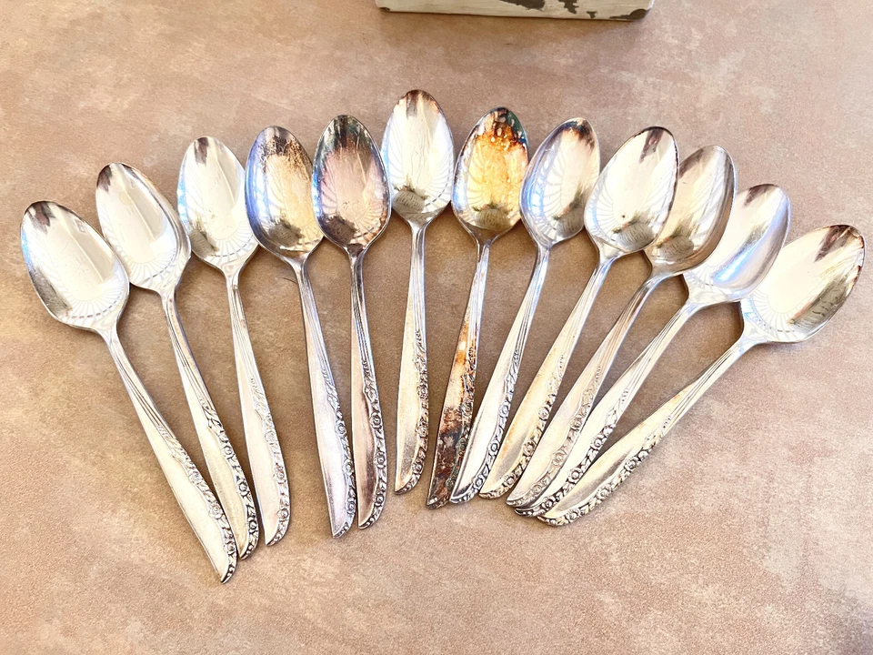 55 Pcs Oneida LTD WM.A. Rogers BRITTANY ROSE Silverplate Silverware Flatware Set - Image 4 of 4