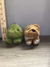 2 Vintage 1994 Swibco Puffkins Plush Dog Turtle Collectable Cute C