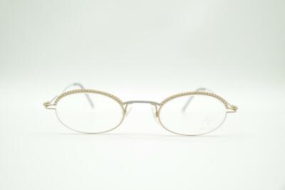 Vintage Harrys 2000-01 Messing Grau oval Brille Brillengestell eyeglasses NOS