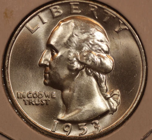 1953 D Washington Quarter 25C CHOICE BU ! 90% Silver Last 4