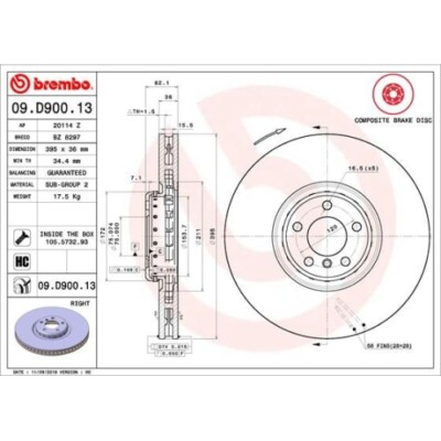 1x Bremsscheibe BREMBO 09.D900.13 passend für BMW