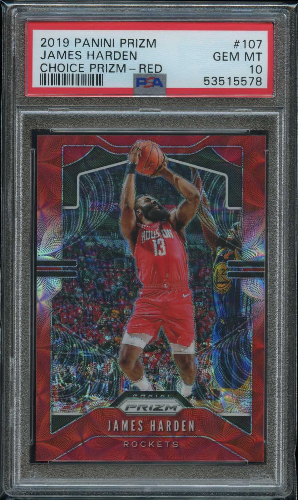 2019 Panini Prizm Choice James Harden Red 64/88 PSA 10 Gem Mint No. 107