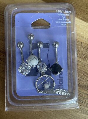 NWT Claire's SET OF ~14G ~6mm Stainless Steel Belly Bars Belly