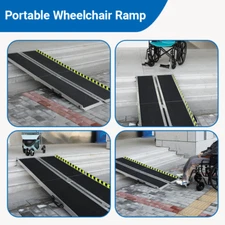 6/7/8/10 ft Non-Skid Foldable Mobility Wheelchair Aluminum Ramp For Step 2 Folds