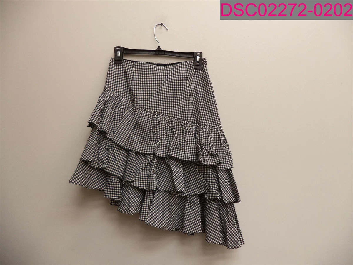 Intermix Marion Ruffle Gingham Skirt Black White Size P Women s eBay