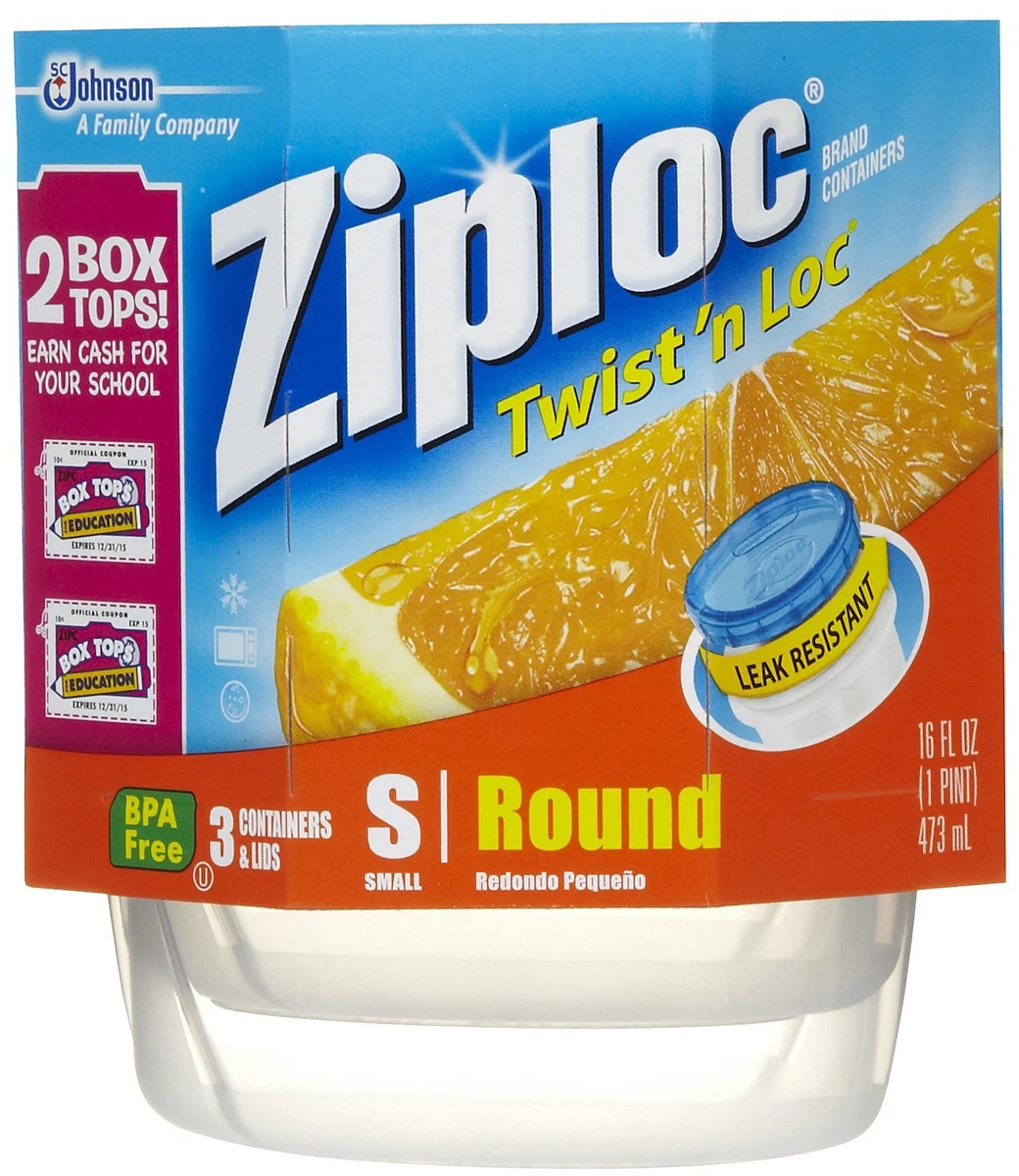 Ziploc Twist N Loc Containers, Small 3 Containers and 3 Lids (Pack of 2)