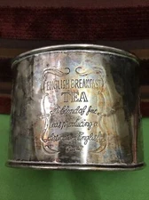 Vintage English Breakfast Tea Silver Plate Lidded Tea Can