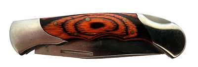 Maxam Folding Pocket Knife Wood Inlay Handle Stainless Steel Blade 4'' Closed