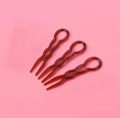 3pc u shape hair clip pin up style spiral braid Brown Wavy Salon Pin US Shipping