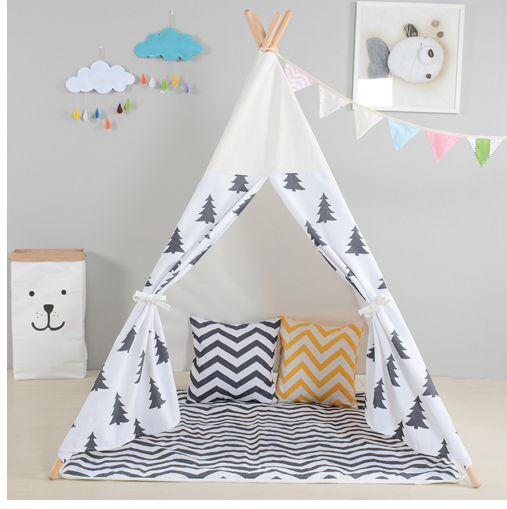 Children's Teepee Pine Tree Play Tent Kids Fun Indoor Cubby House
