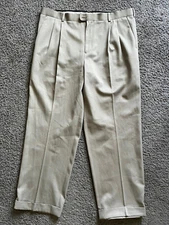 Perry Ellis Portfolio Men’s Pants Slacks Beige Tan Pleated Classic Fit 38x29