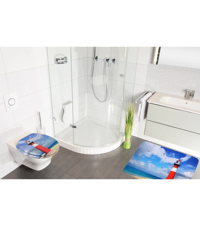 BADTEPPICH BADVORLEGER BADEMATTE BADETEPPICH BADEZIMMERTEPPICH LEUCHTTURM - Bild 4 von 4