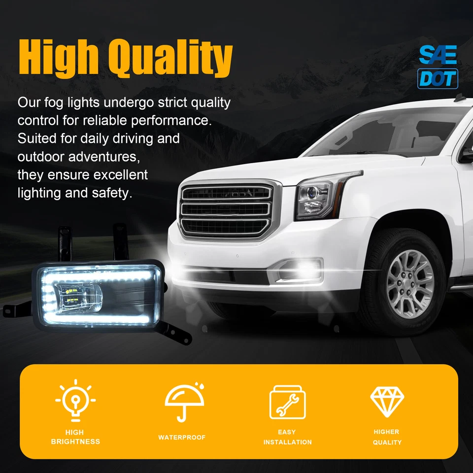 Faros antiniebla LED con DRL + cable para Chevy Tahoe Suburban GMC Yukon XL 2015-20 Foto 3 de 4