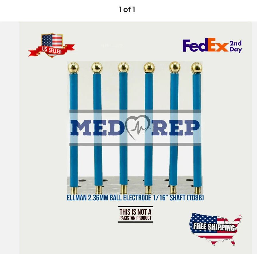 MEDREP Ellman Surgitron D8B Reusable 2.36mm Ball Electrode 1/16'' Shaft