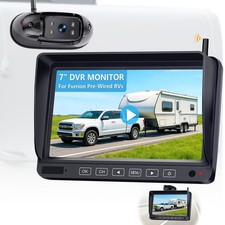 HD 1080P RV Backup Camera Wireless Easy Install: 7'' DVR 4-Channels 7, Black