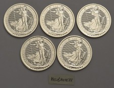 5 x 2026 Britannia 1 oz 999 Fine Silver Bullion Coins in Capsules