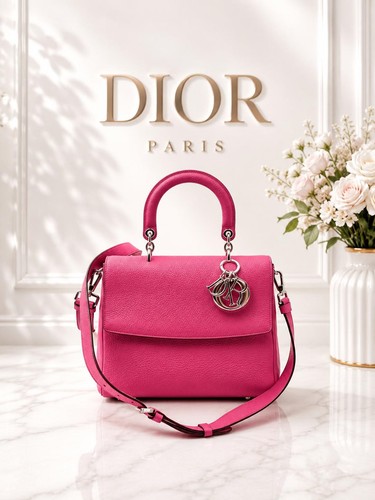 Authentic Christian Dior Be Dior Medium Pink Leather Shoulder Bag
