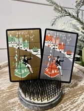 Pair Of Art Deco Playing Cards, Couple, Cityscape, Vintage Swap Cards