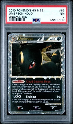 2010 POKEMON HEARTGOLD & SOULSILVER UNDAUNTED #86 UMBREON-HOLO PSA 7