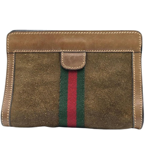 [Authentic Used] GUCCI Solid Sherry Line Suede Br… - image 1