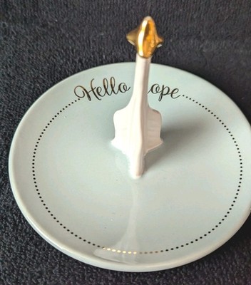 ''Hello Hope'' Ring Dish Holder. MARY & MARTHA Ceramic Light  Blue. New In Box