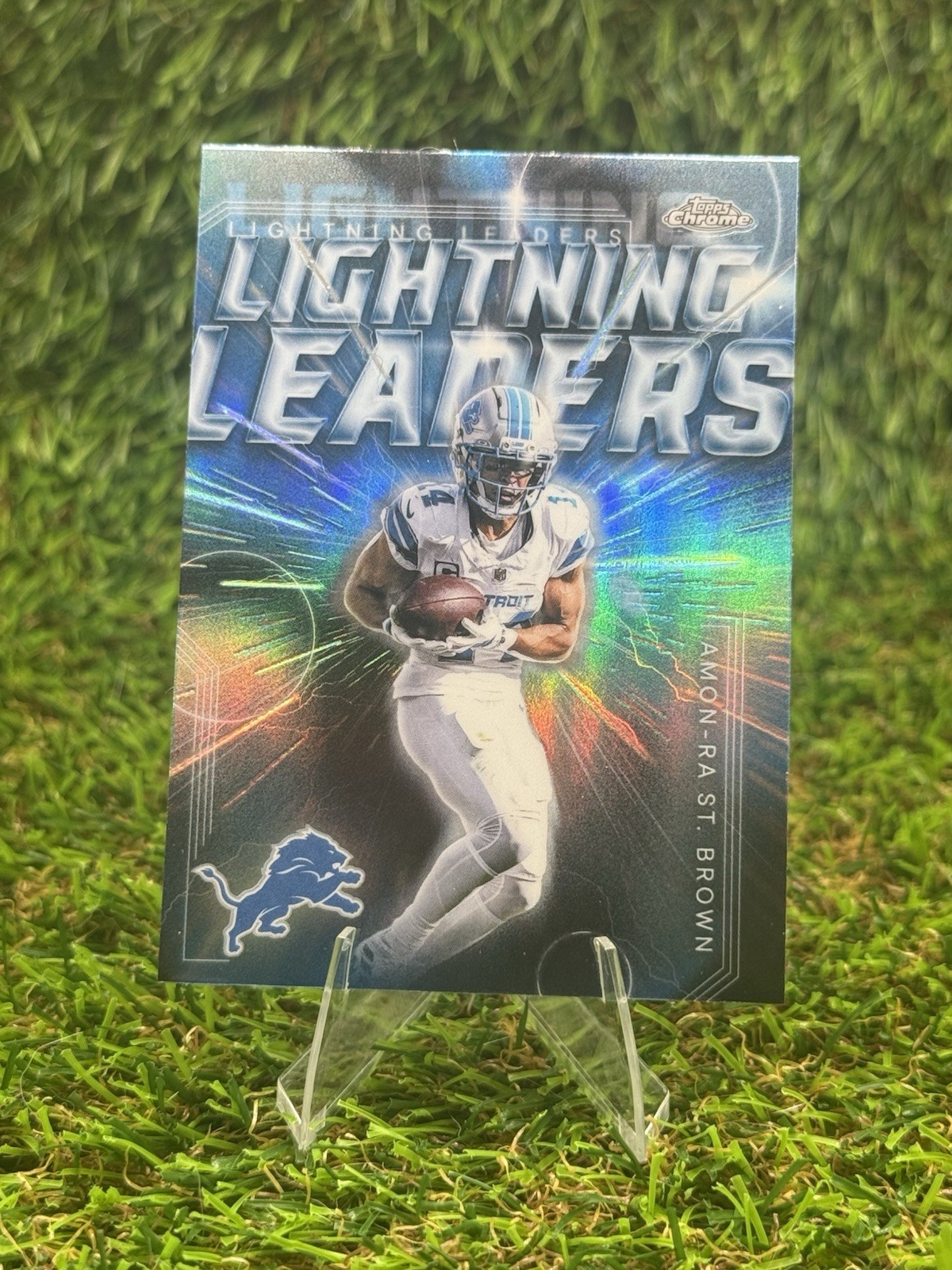 2025 Topps Chrome Amon-Ra St. Brown Lightning Leaders Insert LL-15 Lions