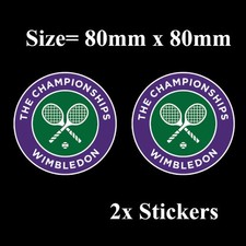 WIMBLEDON VINYL BUMPER STICKERS X2 WIMBLEDON TENNIS DECALS 80MM ROUND