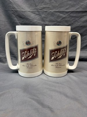 Vintage Set of 2 Schlitz Beer Insulated Mugs - The Beer That Made Milwaukee...