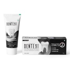 Dente 91 Anti-Stain Charcoal Toothpaste Cool Mint, Whitens 80 in 3 days, 70 gm