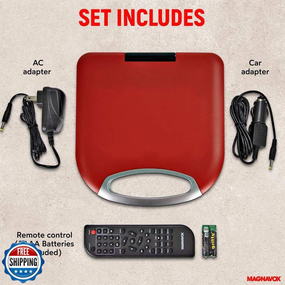 Magnavox MTFT750-RD Portable 7 inch TFT DVD/CD Player with Remote Control and - Image 3 of 4