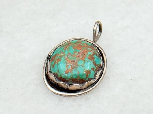 Vintage Navajo Anhänger Sterlingsilber grüner Türkis