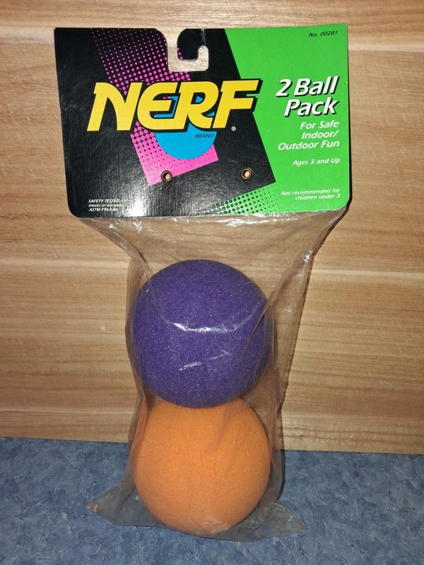 Vntg 1991 NERF Ball-By Kenner-2 Pack-Brand New/Sealed-Very Nice Condition!!!