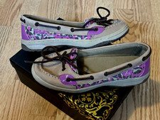 Exc Women SPERRY TOPSIDER Angelfish One Eye Leather Leopard Boat Deck Shoes 5