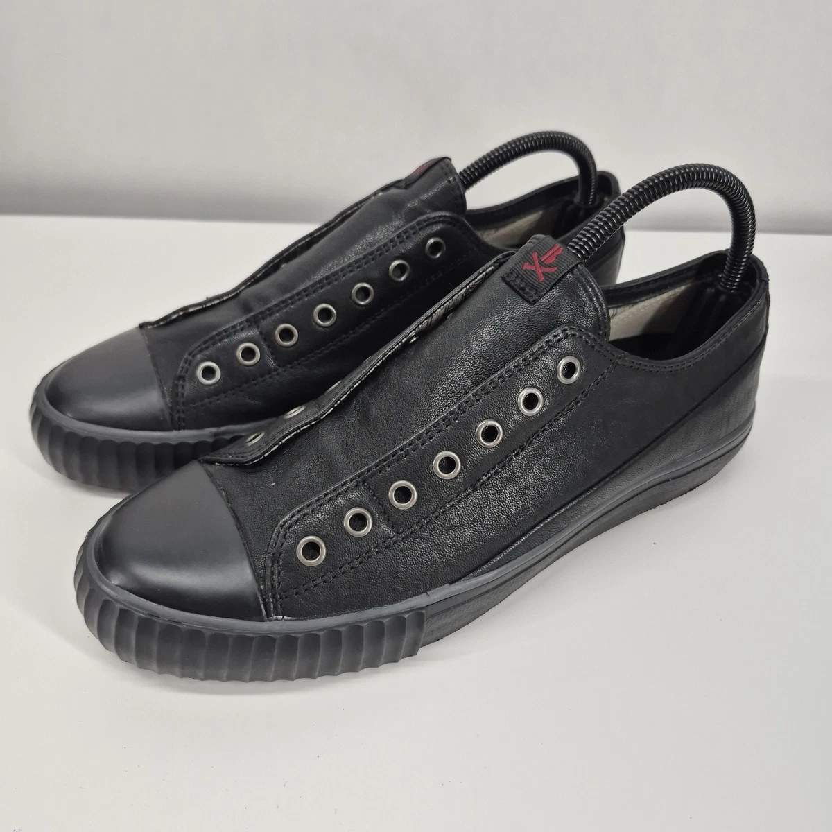 John Varvatos Bootleg Shoes Mens Size 11 Black Leather Low Top Casual Sneakers Converse x John Varvatos Black Leather Low Top Lace Up  main image 4
