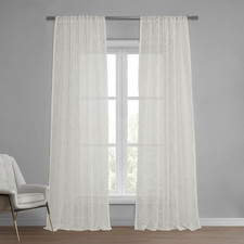 Patterned Faux Linen Sheer Curtains for Living Room or Bedroom 50 X 108 1 Panel