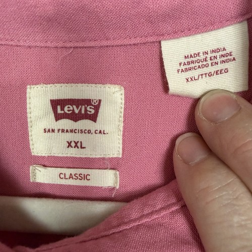 Levi's Womens Button Up Collar Top Pink Linen Blend Classic Preppy Capsule XXL - Picture 9 of 14
