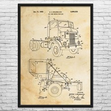 1950s Cabover Truck Patent Wall Art: Business Decor, Warehouse Art, Trucker Gift