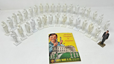 35 ORIGINAL MARX Presidents w/BOOK Complete 34 original unpainted set + Kennedy