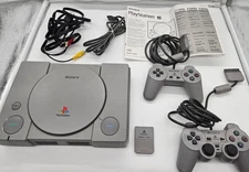 Sony PlayStation Console Complete Bundle Gray Gaming System W/ Controllers
