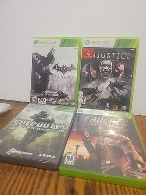 Xbox 360 Lot Of 4 Games , BATMAN ARKHAM CITY,  Justice,fallout &Call of Duty
