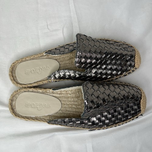 Alpargatas sin cordones de cuero metálico tejido Dzym talla US 6, playeras, boho, informales - Imagen 3 de 7