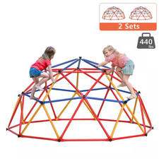 Outdoor Metal Kids Climbing Dome Backyard Jungle Gym Play Set 2 Piece 