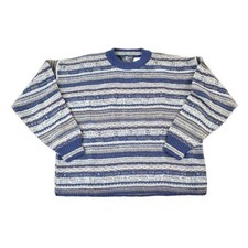 Vintage 1990s Italy Wool Blend Sweater Co Knit Abstract Pattern Crewneck Sweater