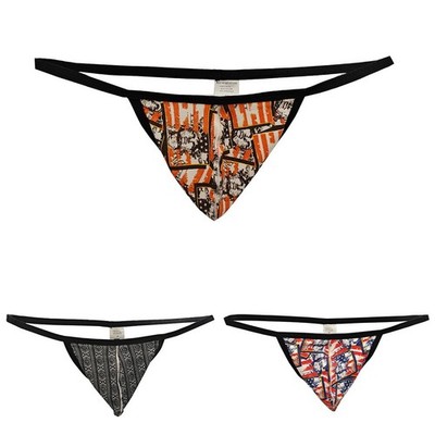 Niedrige Taille Herren Bedruckt Tanga G String Baumwolle Unterwäsche T Rücken