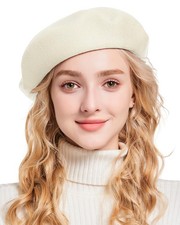 Women French Beret Hat Reversible, Double Layer, Solid Color, Classic Artist Cap