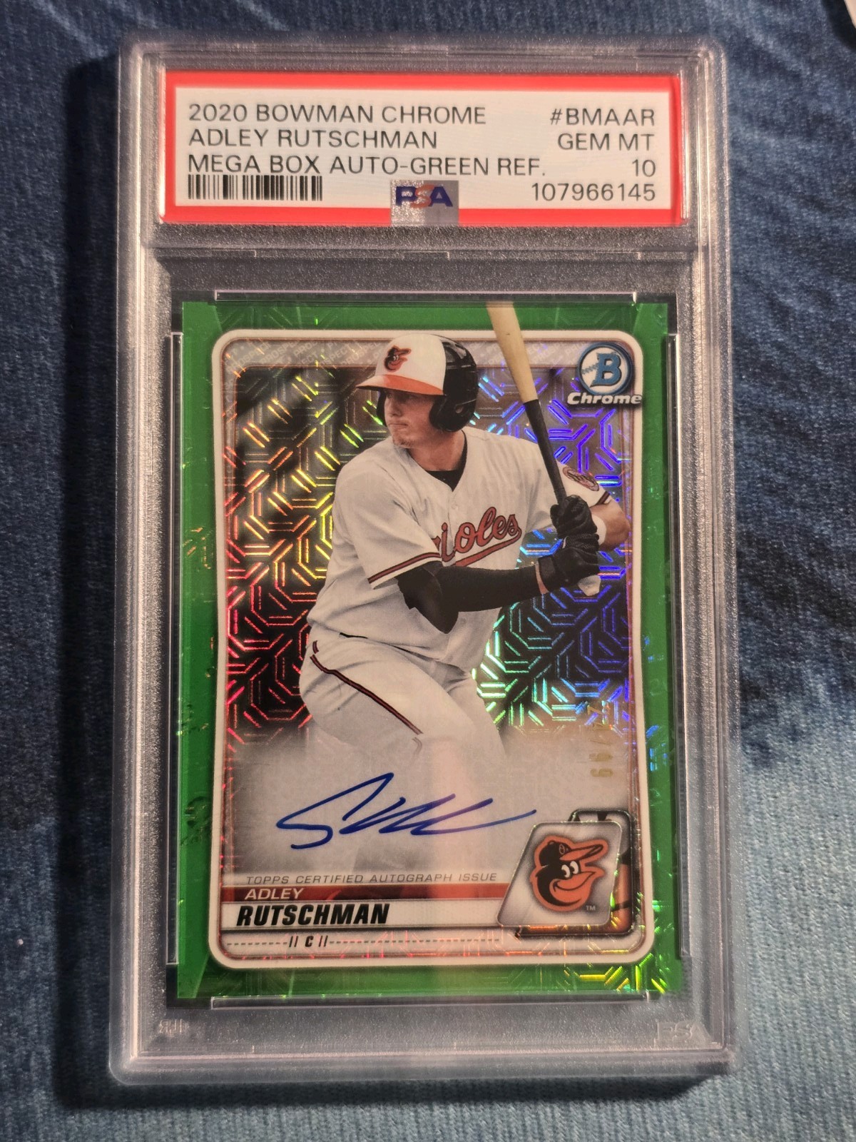 2020 Adley Rutschman Bowman Chrome Mojo Green Auto Rookie #/99! PSA 10. Red Sox!