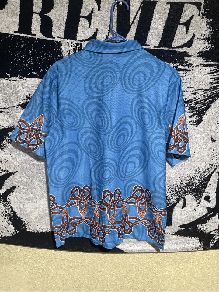 VTG 90’s Mossimo Geometric Art AOP Polo Button Up Mesh T Shirt Size Youth XL - Image 4 of 4