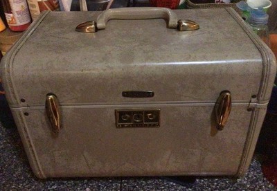 Vintage Samsonite Tan Marble Hard Side Train Case Style 4512 No Key