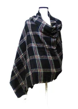 Cejon Heritage Plaid Blanket Scarf/ Wrap , 20”x76”, Black, OS